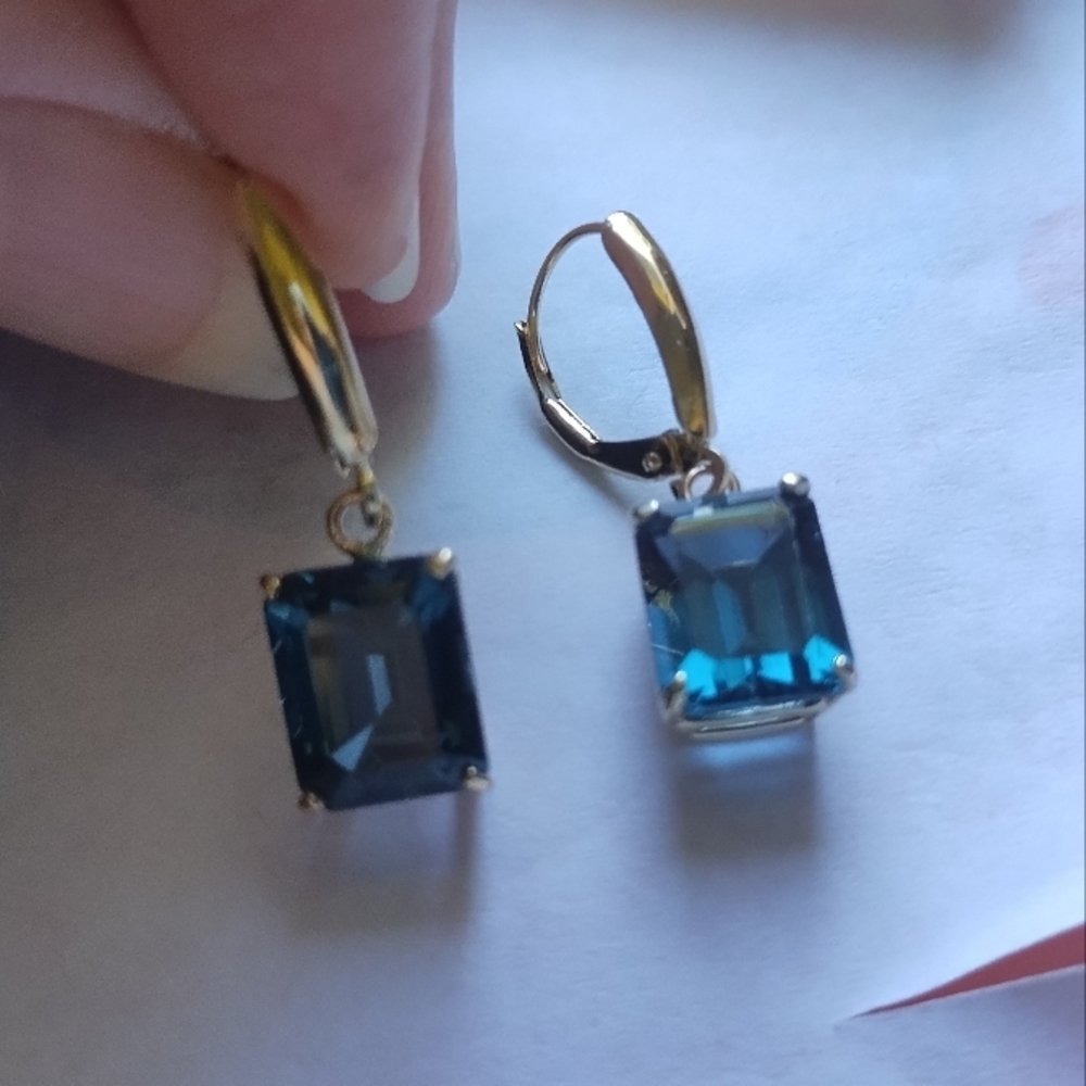 London Blue Topaz and 14k Yellow Gold Earrings